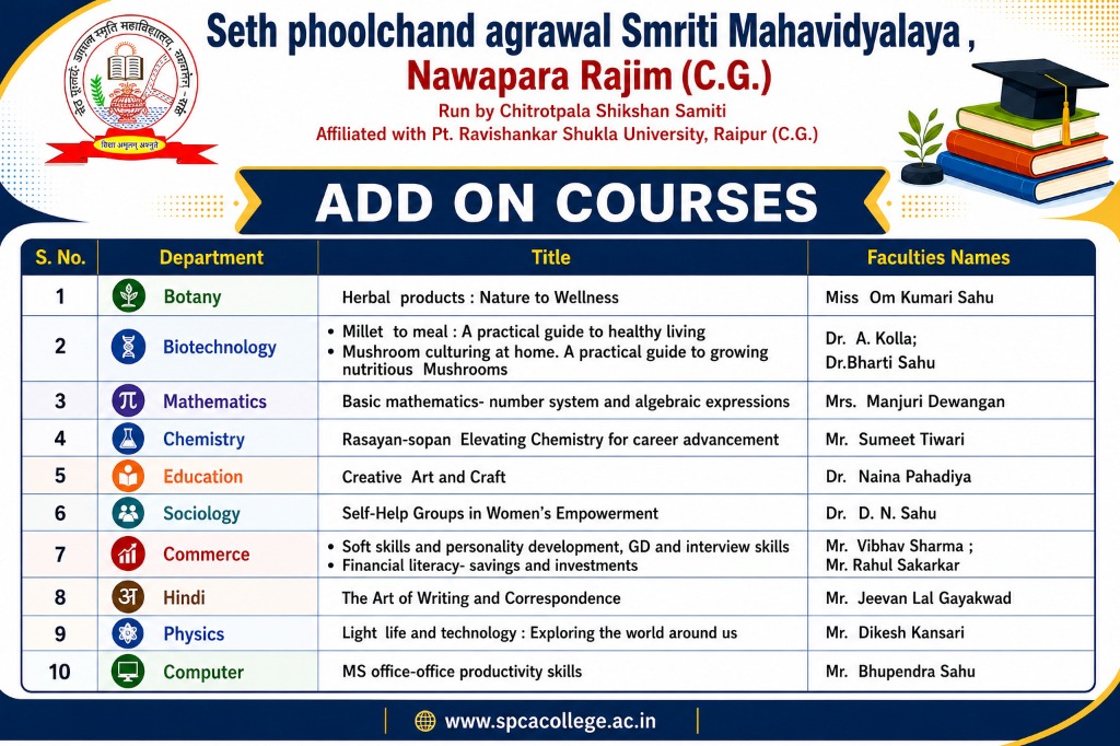 Add On Courses - SPCA College Nawapara Rajim